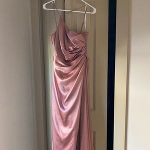 Galina Signature Charmeuse One-Shoulder Bridesmaid Dress- Desert Coral